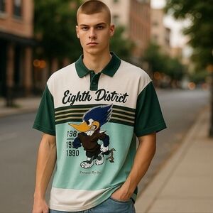 8ighth Dstrkt Mens Medium Green Polo Shirt Duck. Brand New with tags. Size 2xl